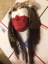 Native American Indian Mask Rabbit Fur Turkey Feathers Horse Hair picture