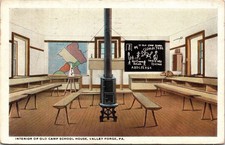 Interior Old School House Valley Forge Pennsylvania WB Postcard PM Altoona PA 1c picture