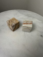 Lot of 2 Polished Natural Stone/Mineral Cubes White/Brown Banded picture