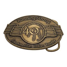 Running Strong Belt Buckle Billy Mills 40th 10K Gold Medal Anniversary picture