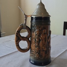 Vintage Original Gerzit Gerz West Germany Beer Stein #6322 Pretzel Handle & Lid picture