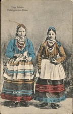 Polish Folk Costumes BAHNHOF NAREWKA POLAND & FELDPOST Cancels Postcard bhn picture
