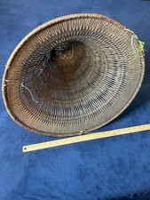 Vtg Hand Woven Village Harvesting Basket Authentic South Asia Basket 21” picture