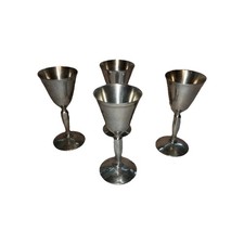 Set / 4 Raimond Italy Pewter Goblets Wine Stemware picture