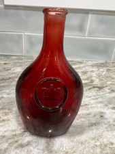 Vintage Wheaton Crown Ruby Red Glass Bottle Flask picture