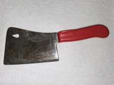 Vintage Craftsman Butchers Knife or Meat Cleaver 6” Blade Red Handle 11” Long picture