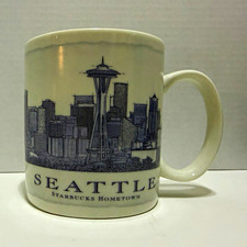 Starbucks Hometown Seattle Ceramic Mug 18 fl oz White/Blue 2006 picture