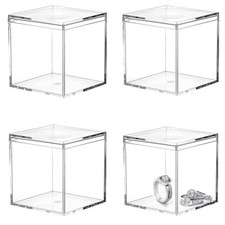 Acrylic Box with Lid Clear 4 Pack Small Clear Acrylic Square Cube Plastic picture