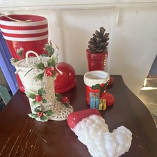 Vintage Santa Boot Shape Plastic/ceramic Hanging Ornaments Lot of Multicolor picture