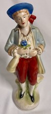 Porcelain Figurine Made Handpainted Japan Colonial Man Holding Flower 8 in H picture
