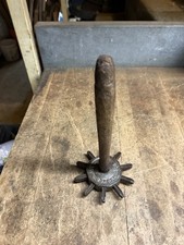 Antique Old Rare USMC Sole Marker Number Wheel Stamp Hand Tool Wood Handle USA picture