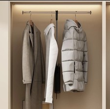 Pull Down Closet Rod, 26 Inch Soft-Close Buffering Clothing Organizer, Stainless picture