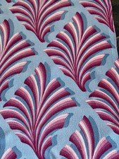 30’s Miami Beach Hotel Art Deco Powder Blue Barkcloth Mid Century Vintage Fabric picture