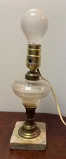 Antique Clear Glass Electrified Oil Lamp Marble Base Collectible. picture