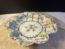 Vintage Moriage Hand Painted Porcelain Japan Pink Green Floral Gold picture