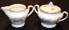 Bohemia Ceramic Wild Flower Covered Sugar Bowl & Creamer picture