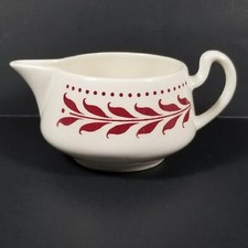 Homer Laughlin HEMLOCK RED CREAMER / Small Gravy Boat Brittany Laurel Leaf Tulip picture