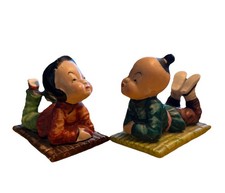 VTG Boy & Girl Asian Figurines By Rosetti Chicago Made in Occupied Japan picture