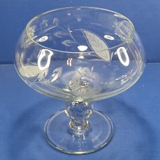 Crystal Pedestal Compote Cut & Etched Candy Dish Floral Design Romania Elegant picture
