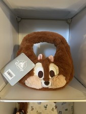 Disney Store Chip Plush Faux Fur Handbag Purse Small Brown Tan White picture