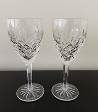2 Waterford Crystal Araglin Goblets Signed Master Cutter Jim O’Leary 1996 picture