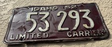 1952 IDAHO License Plate - LIMITED CARRIER - Original Paint - Fast Shipping picture