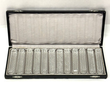 Vintage Crystal Knife Rests Set of 12 w/ Original Box Germany picture