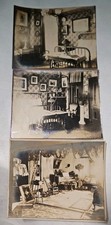 1890s antique 3 PHOTOGRAPHS victorian HOME INTERIOR parlor, Bedroom, Decorations picture