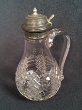 Antique Jacob's Ladder Clear Pattern Glass Syrup Jar Pat. May '75 8