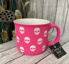 HALLOWEEN PINK SKULL COFFEE MUG-SOFT TOUCH CREEP IT REAL- ECCOLO BRAND 16oz picture