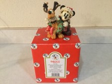 VINTAGE ENESCO 1998 MICKEY AND PLUTO, ALL DECKED OUT IN HOLIDAY CHEER,NEW IN BOX picture