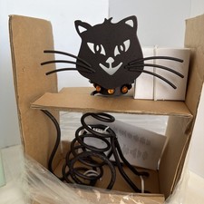 PartyLite STONES Cat Skeleton Candle Holder P8608 Halloween Metal Votive NIB New picture