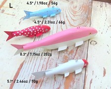 4 Folk Art Handmade/Painted Wood Fish Decoys Spearing/Ice Fishing Weighted (L) picture