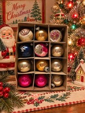 Original Shiny Brite Glass Ornaments In Original Box In Very Good Condition  picture