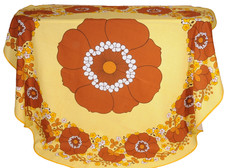Vintage 1970s Dunmoy Irish Large Round Tablecloth Flower Power Unused Fabulous picture