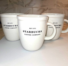 Starbucks Barista Coffee Company Est. 1971 White Mug Set of 3 - 2006 16 Oz picture