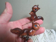Pair Vintage Enesco Squirrel figurines Clip On #4262 Japan picture