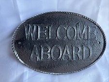 Vintage Cast Iron Boating Nautical Welcome Aboard Plaque 6