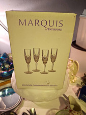 NIB Marquis by Waterford Brookside Cut Stemmed Champagne Flutes 6 oz Set of 4 picture