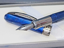 Visconti Rembrandt BLUE FOG Fountain Pen - Broad Nib, Box, Papers, Converter picture