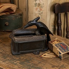 Rare Old Cast Iron Bird Match Holder  Grabber Antique Tooth Pick Crow picture