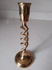 Vintage MCM Open Barley Twist Lacquered Brass Candlestick Holder 7.5
