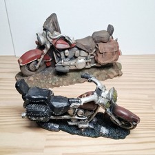Vintage Resin Motorcycle Figurines Lot of 2 Keypoint Dallas Biker Statues picture