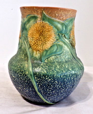 Original 1930's Roseville 490-8 SUNFLOWER Vase - 8.5
