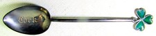 1901 Green Enameled Shamrock Sterling Silver Expresso Spoon Cork Ireland picture