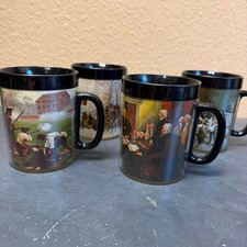 Thermo-Serv Insulated Coffee Mugs Set 4 Revolutionary War Scenes Vintage picture