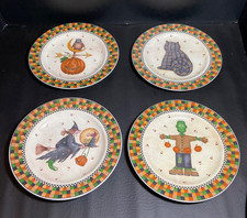 Vintage 1998 Debbie Mumm Sakura Halloween 4 Salad Dessert Plates Stoneware Set picture
