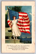 Dear Flag of Our Country Pretty Lady Large American Flag Series #4 c1915 PC picture