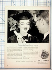 1950 Prudential Insurance Vintage Ad College Graduation Life Planning Ephemera picture