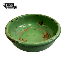 Vintage Green Enamel Bowl Tub: Rustic Farmhouse Kitchen Decor picture